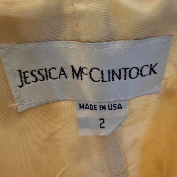 VTG Jessica McClintock Strapless Cream Formal Dress with Gold Accents - Picture 3 of 6